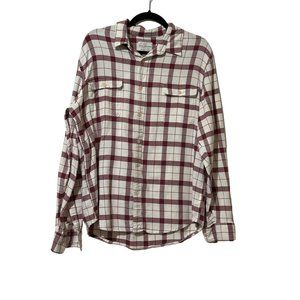 Lucky Brand men’s size L cream wine plaid soft flannel long sleeve shirt